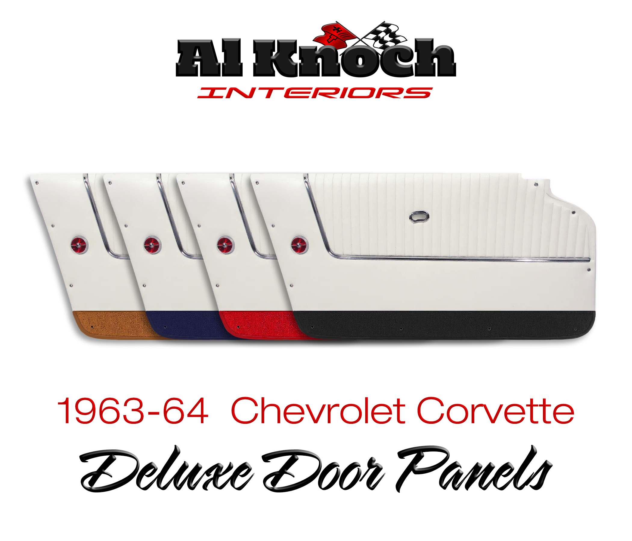 1964 Chevrolet Corvette White Deluxe Door Panels w/ Carpet